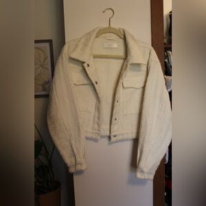 BLANK NYC Women's Cream Cropped Blazer